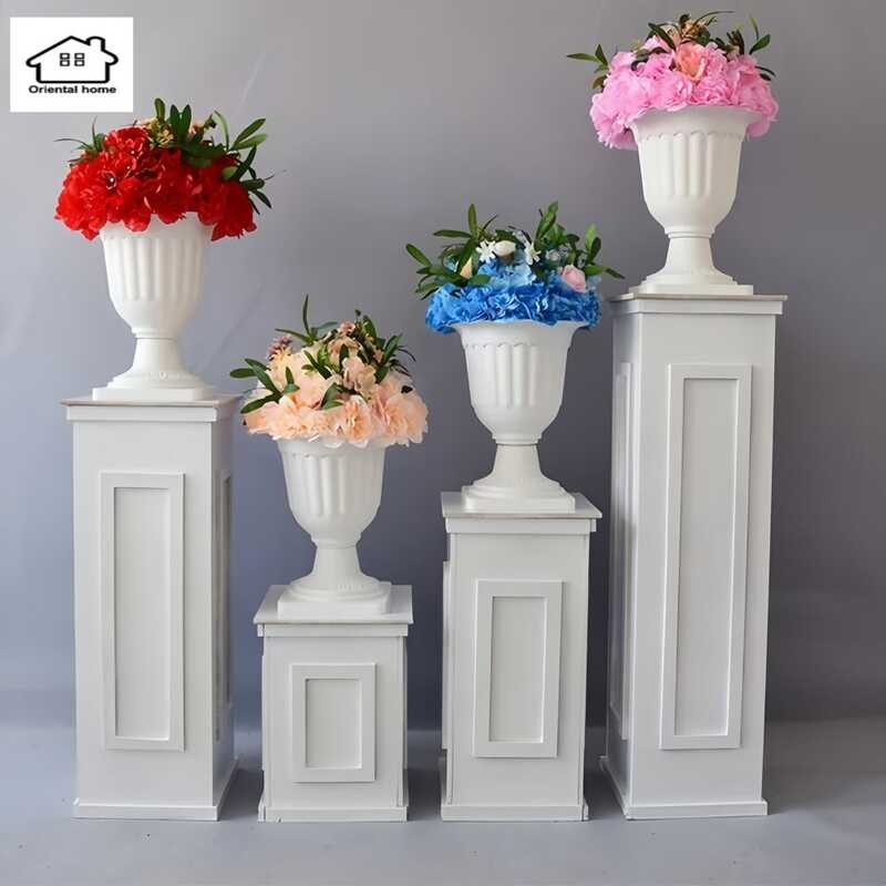 3 De5 White Roman Pot Pillar Pots Front Porch Planters Wedding Flower ...