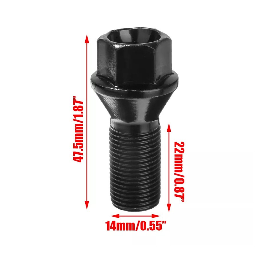 36136890324 For For For For BMW Wheel Nut Stud Bolt M14 X 1.25 Black ...