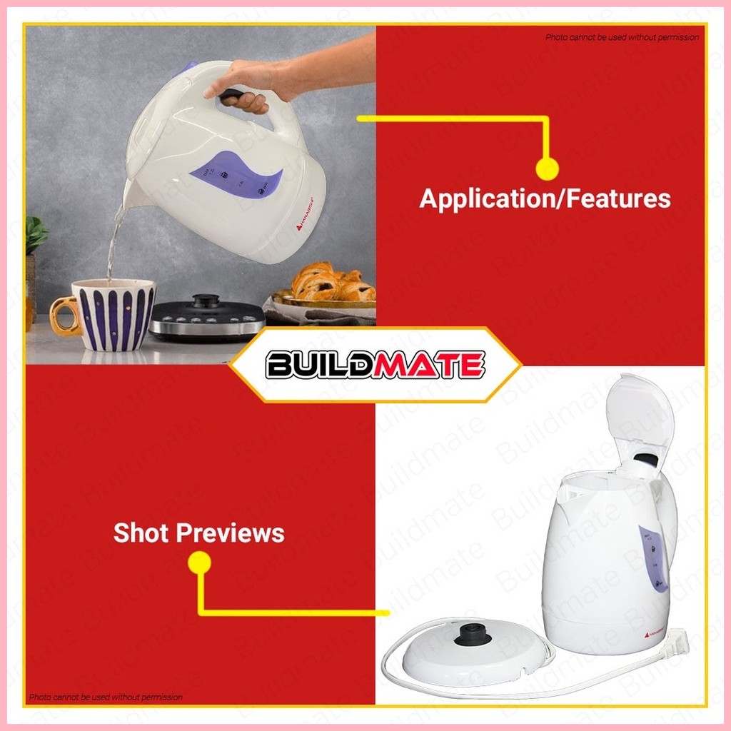 BUILDMATE Hanabishi Cordless Water Kettle 1.2L 850W Water Heater Hot