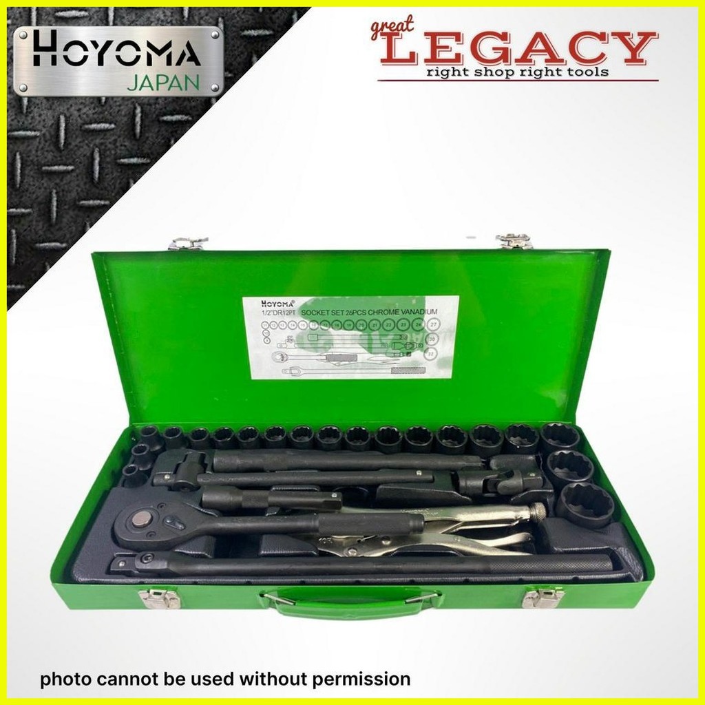 AUTHENTIC HOYOMA MADE IN JAPAN SOCKET WRENCH SET 832 824 6POINTS AND