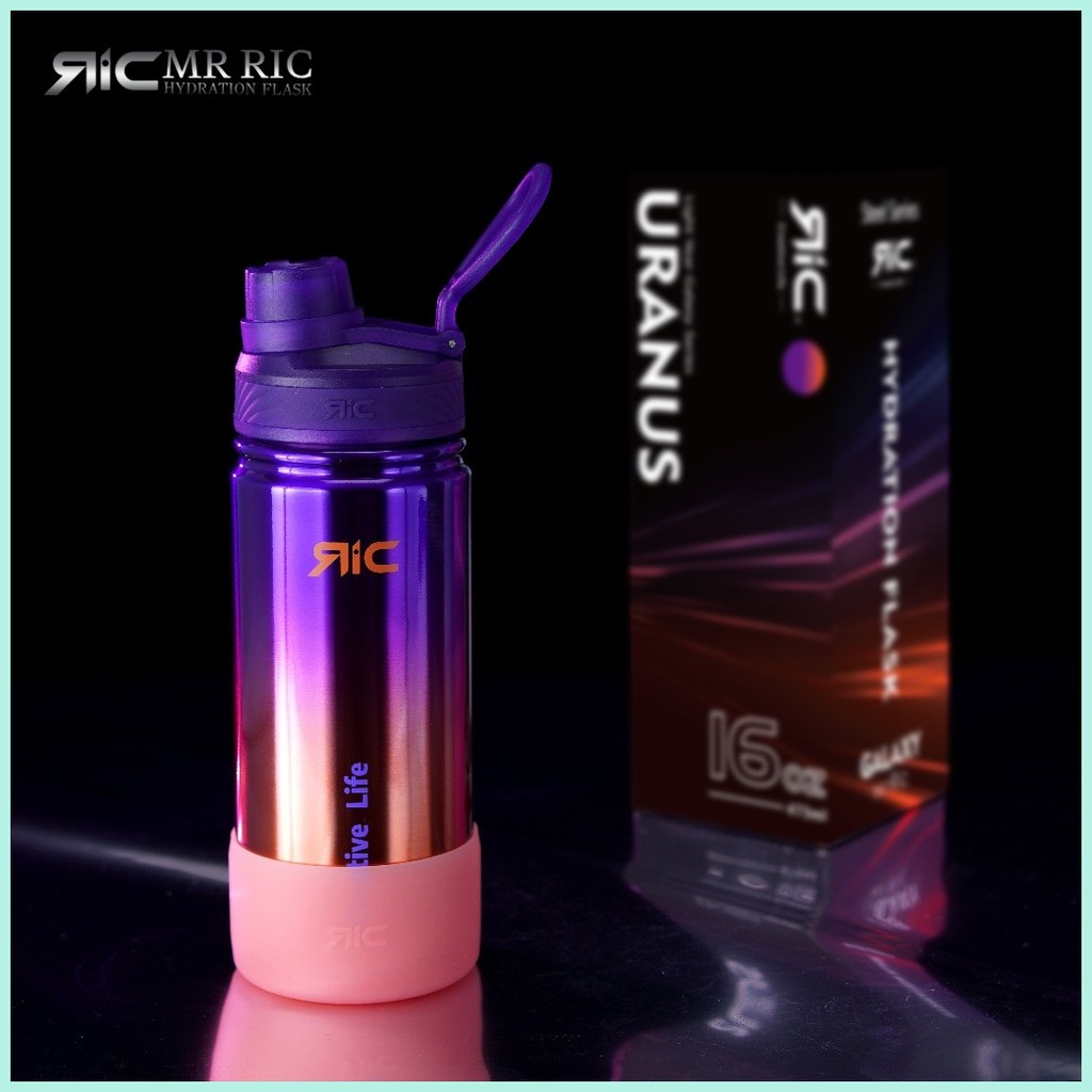 Mr Ric Metallic Hydration Flask with Boot Insulated Vacuum Water Bottle ...