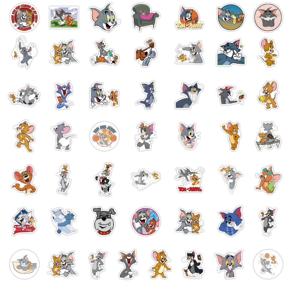 100-Piece Tom and Jerry Stickers - Fun Cartoon Designs, Ideal for Kids ...