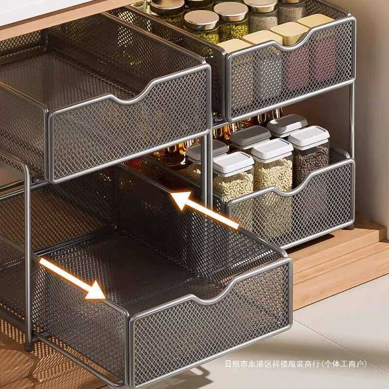 Kitchen Pull-out Storage Rack Under Sink Double-layer Cabinet Inner ...