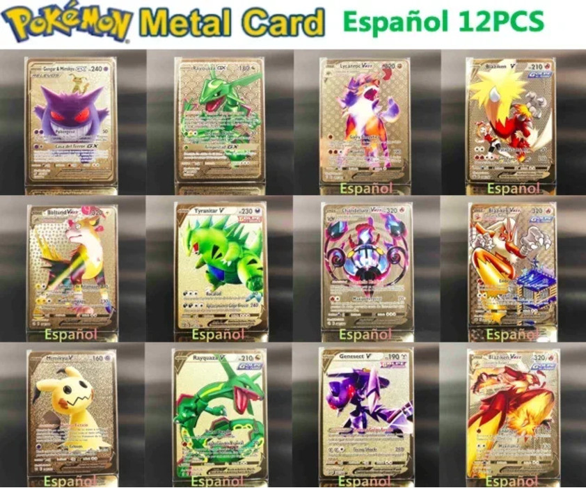 ⋆ 12Pcs Spanish Metal Letters Iron S Mewtwo Gx Charizard Cartas 10000 ...