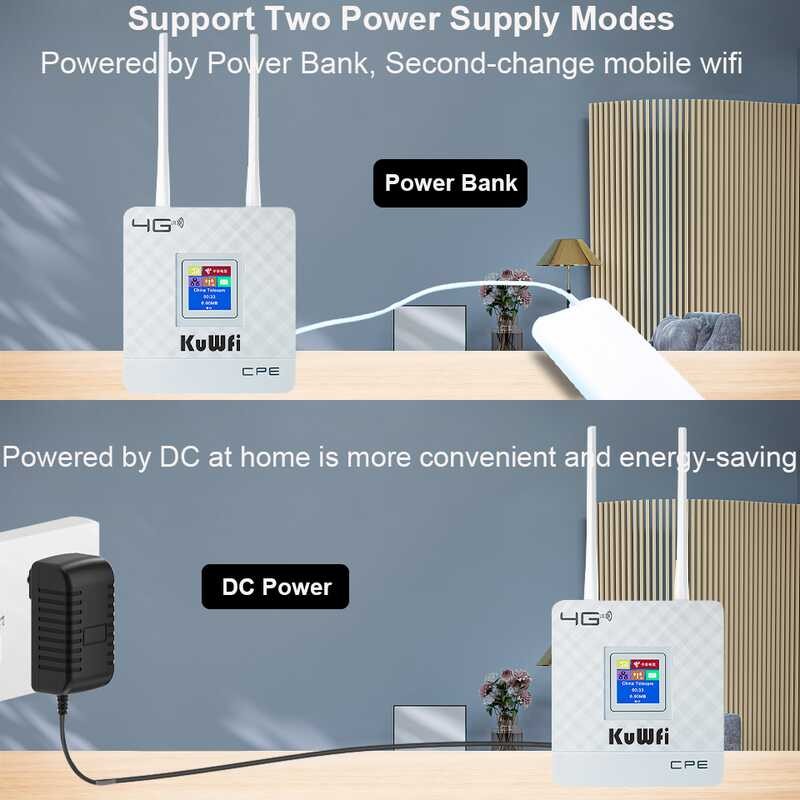 LTE Kuwfi CPE 150Mbps Wireless Router Dual External Antennas 4G Wifi ...