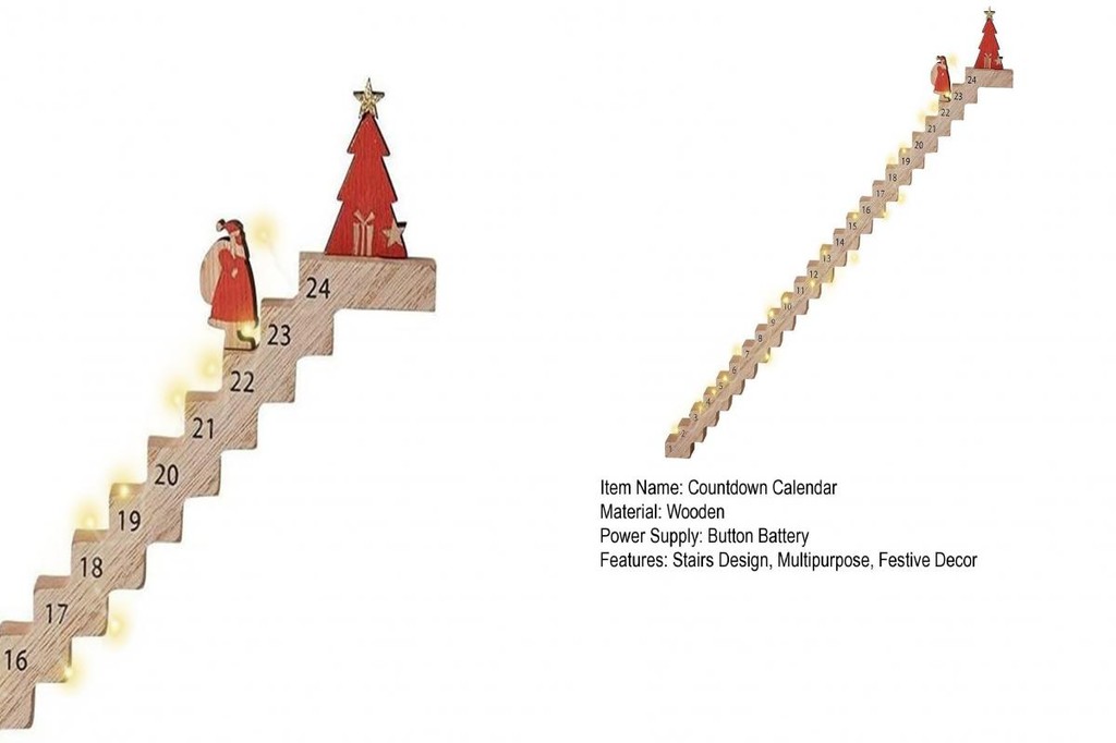 beinghat Wood Christmas Countdown Calendar Wooden Stairs Advent ...