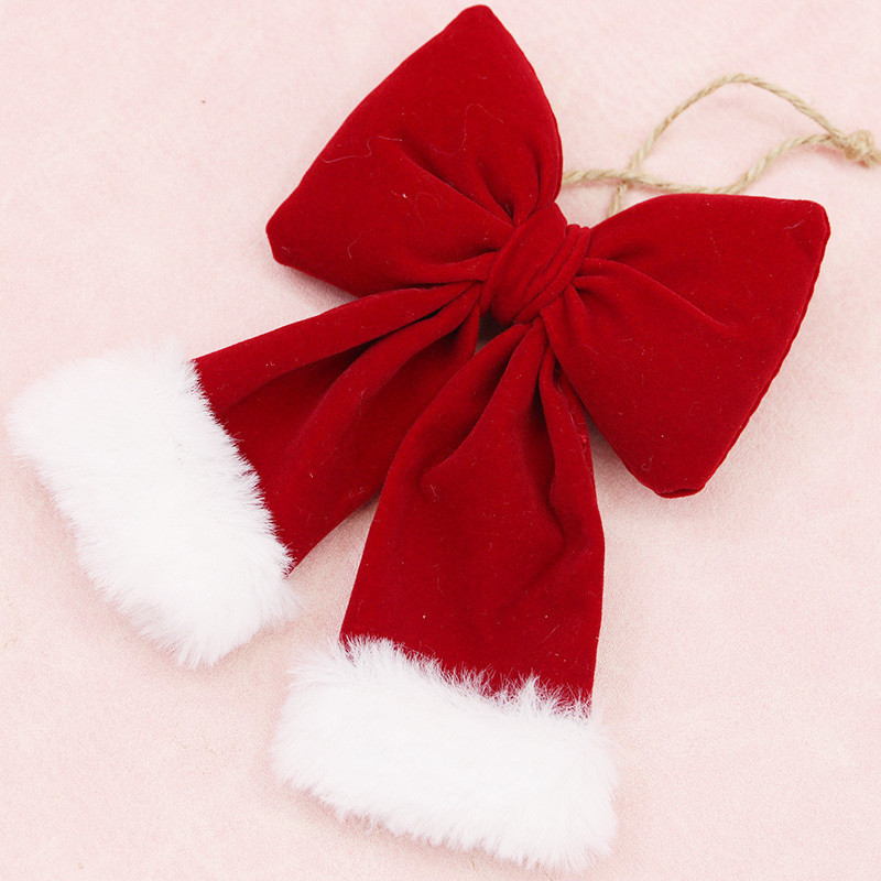((1 Piece/bag) 15cm Christmas Flocking Ribbon Bow Christmas Tree ...
