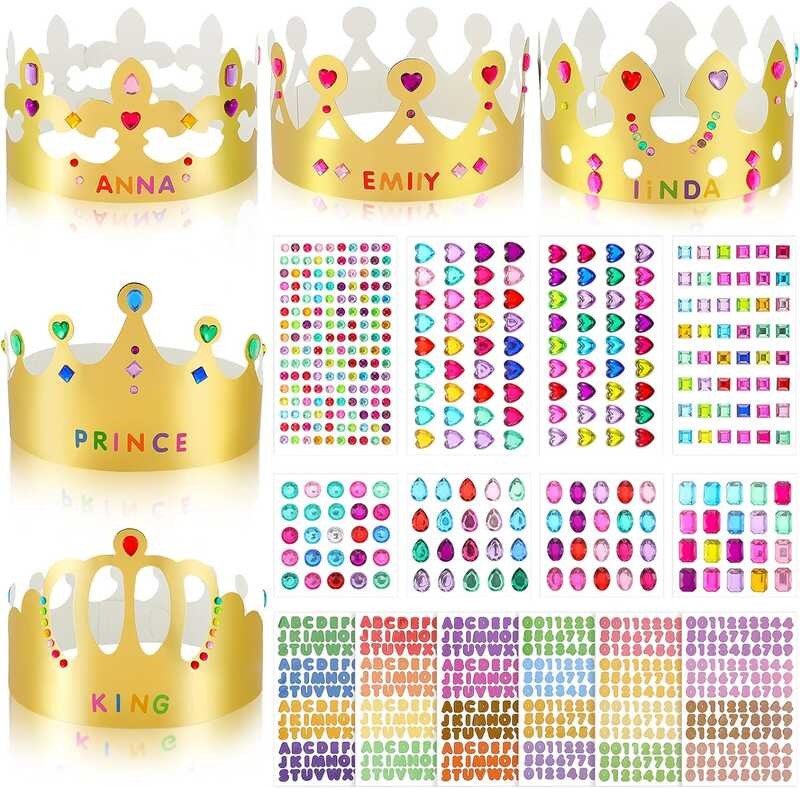 Princess Prince Paper Crowns for Kids Birthday Party Hats Gold for Boys ...