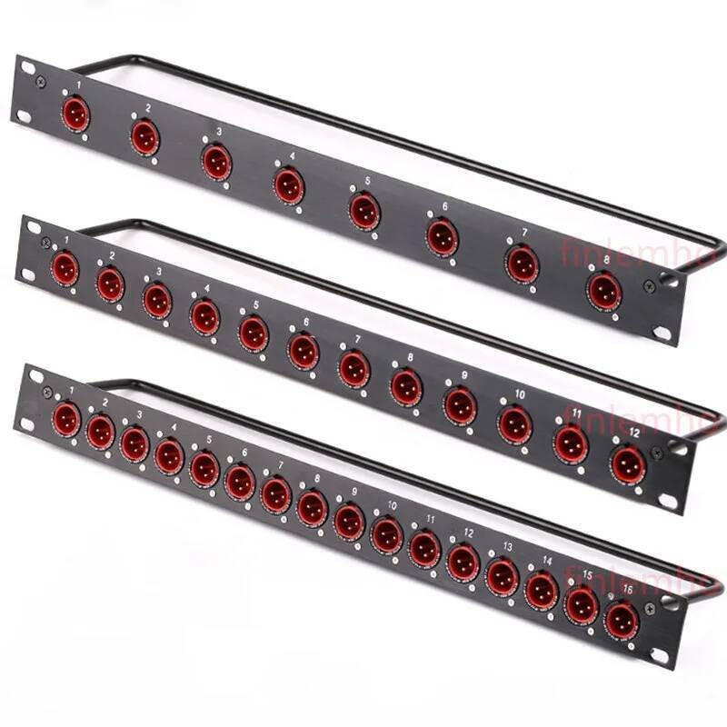 Patch Rack Panel 8 12 16 Way XLR Male Canon Connnector 1U Flight Case ...