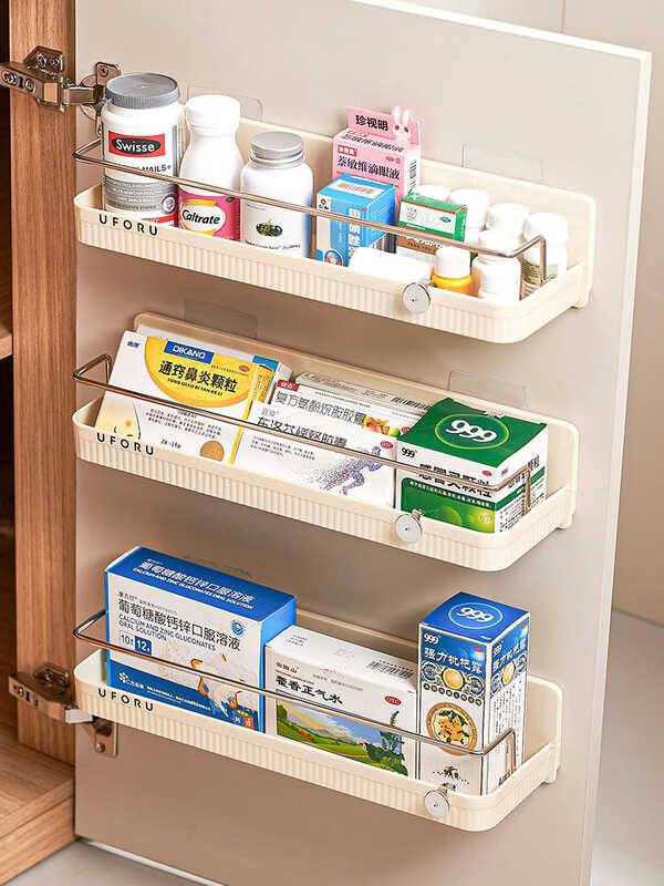 Wall-Mounted Home Medicine Grid Cabinet Door Organizer Emergency ...