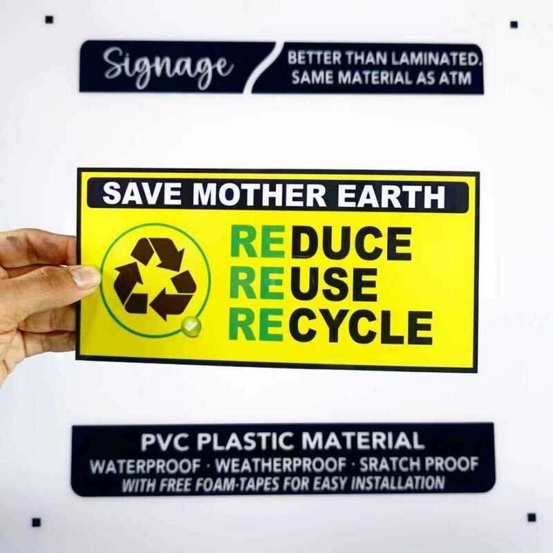 REDUCE REUSE RECYCLE TRASH CAN SIGNAGE - PVC PLASTIC MATERIAL | Shopee ...