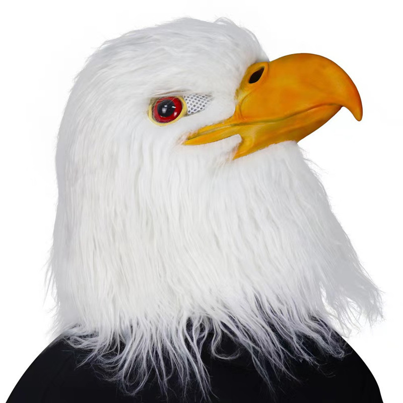 Black White And Latex Eagle Mask With Open Mouth For Halloween Festival ...