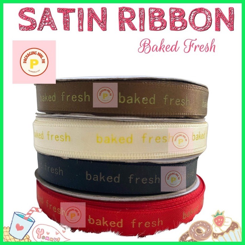 25 yard | 10 mm | BAKED FRESH Satin Ribbon | Gift Wrapping Cake Ribbon ...