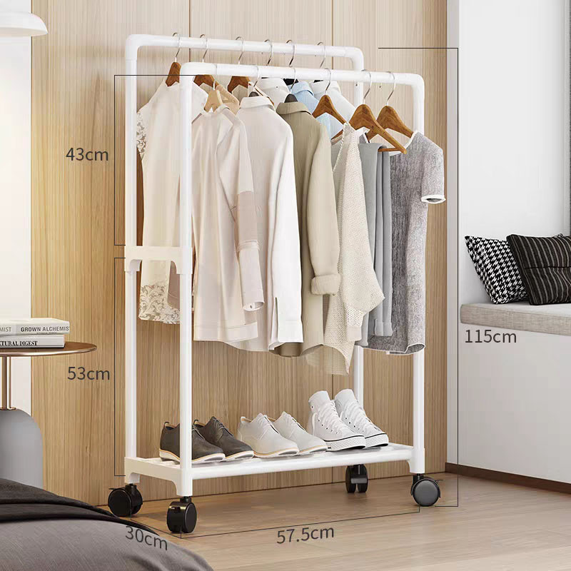 YY Drying Rack Bedroom Clothes Hanger Floor Drying Rack Double Rod ...