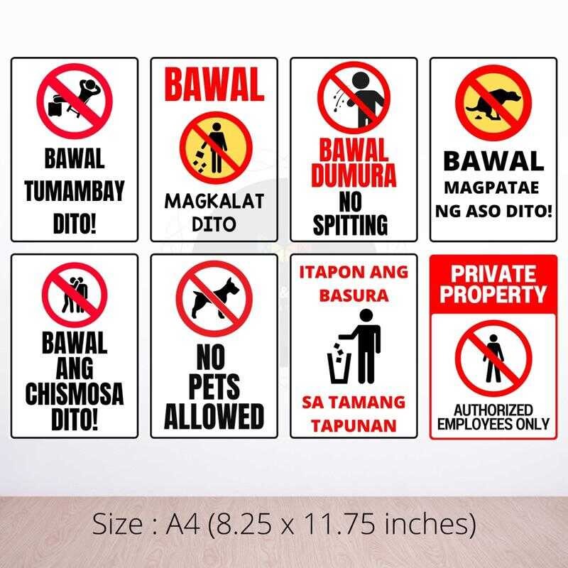 LAMINATED WARNING SIGNAGE / ENGLISH TAGALOG A4 Size 55B | Shopee ...