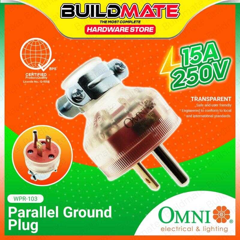 BUILDMATE Omni Electric Parallel Ground Rubber Plug Transparent 15A ...