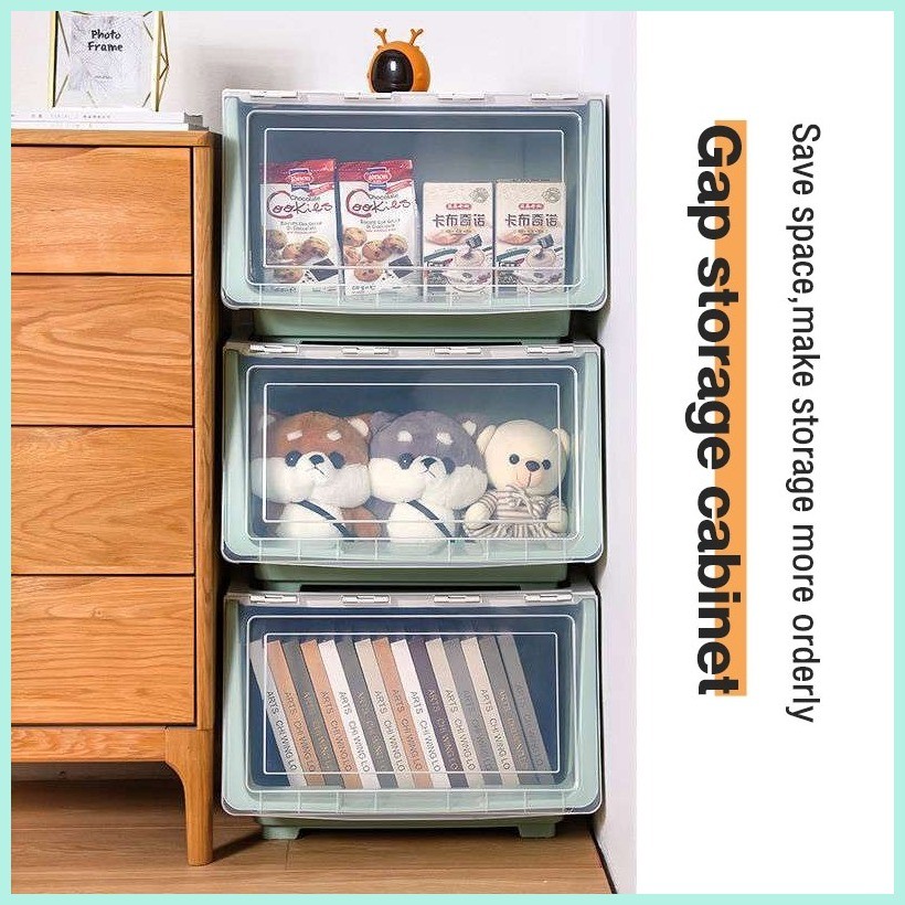 Ainossi Flip Top Storage Box Plastic With Wheels Foldbale Organizer ...