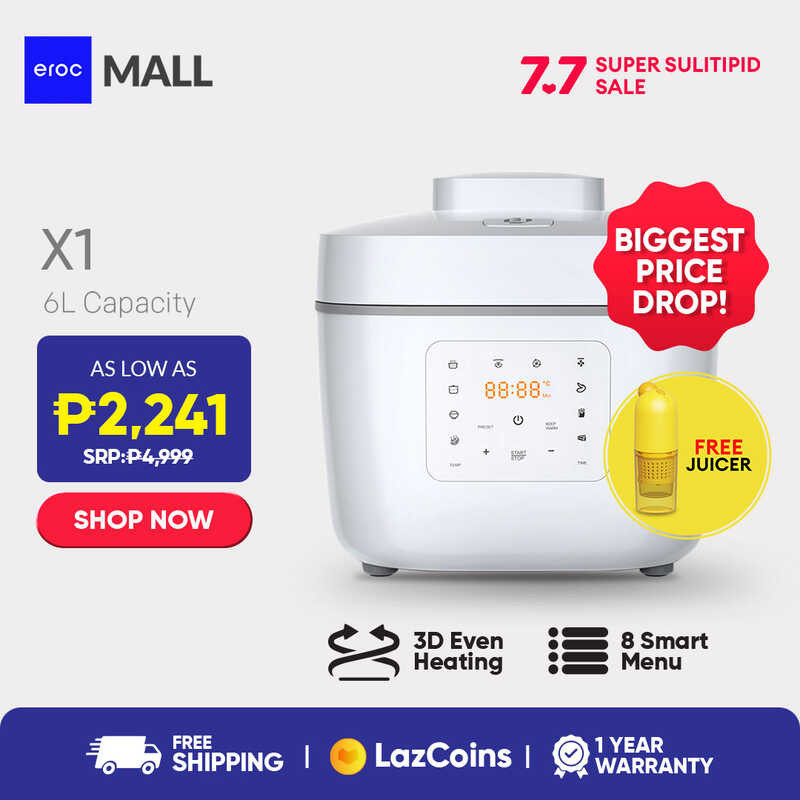 Eroc X1 Air-Fryer Rice Cooker Sa 1 Pot 6L Cooking Capacity Non-Stick ...
