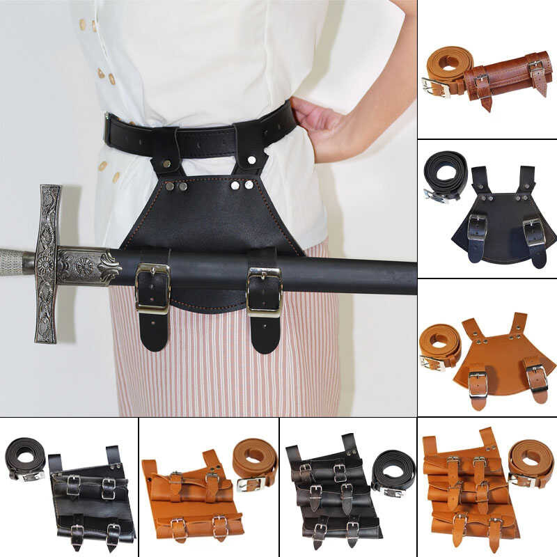 Medieval Sword Frog Belt – PU Leather Adjustable Double Back Scabbard Holder For Cosplay & Costumes
