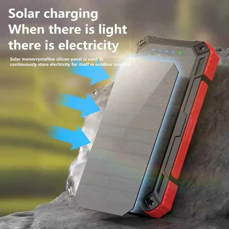 ☀ Super Fast Solar Bank 20000Mah Binuo Ng Apat Na Wireless Charging