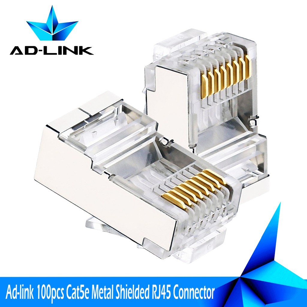 AD-LINK 100pcs RJ45 Connector CAT5E Metal Shielded (Classic) | Shopee ...