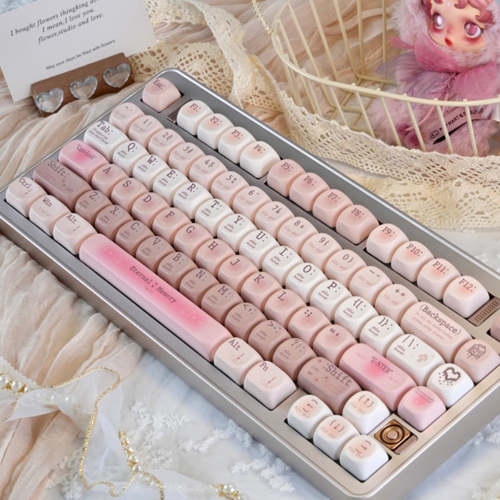 Tipsy Keycaps English MOA Profile Pink Brown Keycaps DYE-SUB PBT ...