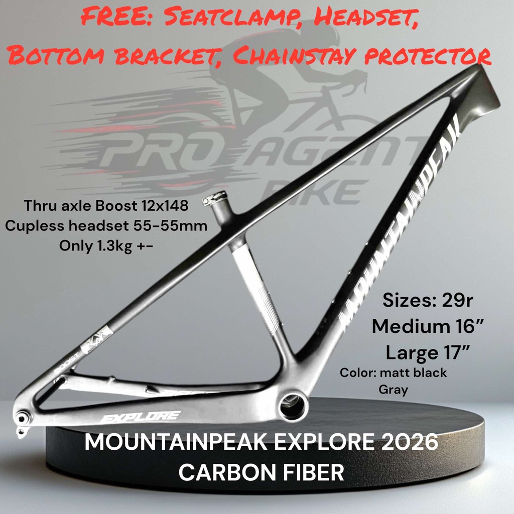 PRO AGENT X MOUNTAINPEAK EXPLORE FULL CARBON FIBRE MOUNTAINBIKE FRAME ...