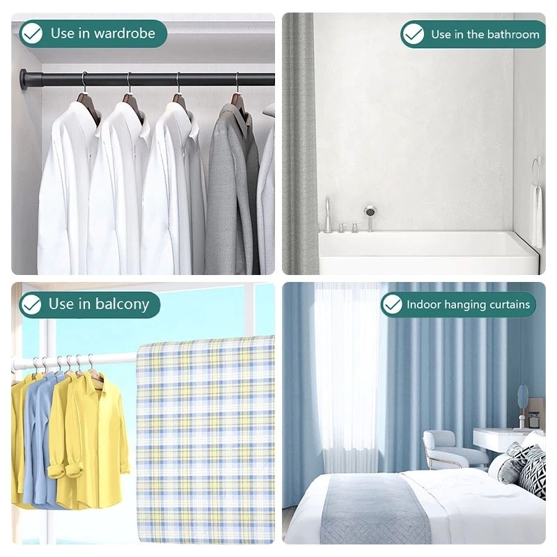 Extendable No Drilling Adjustable Telescopic Curtain Rod Shower rod ...