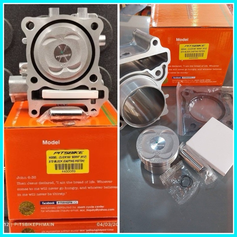 Pitsbike Cylinder Block bore kit steel type with cast piston click160 ...