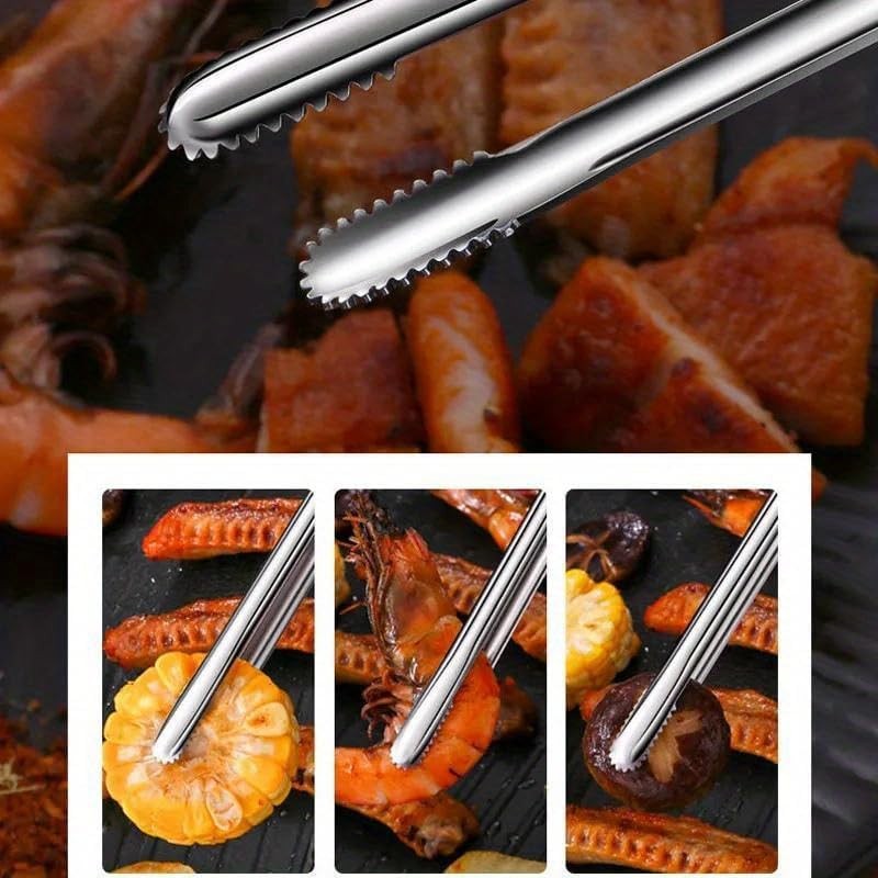Stainless Steel Barbecue Clip Non-slip Food Clips Korean Food Tongs ...