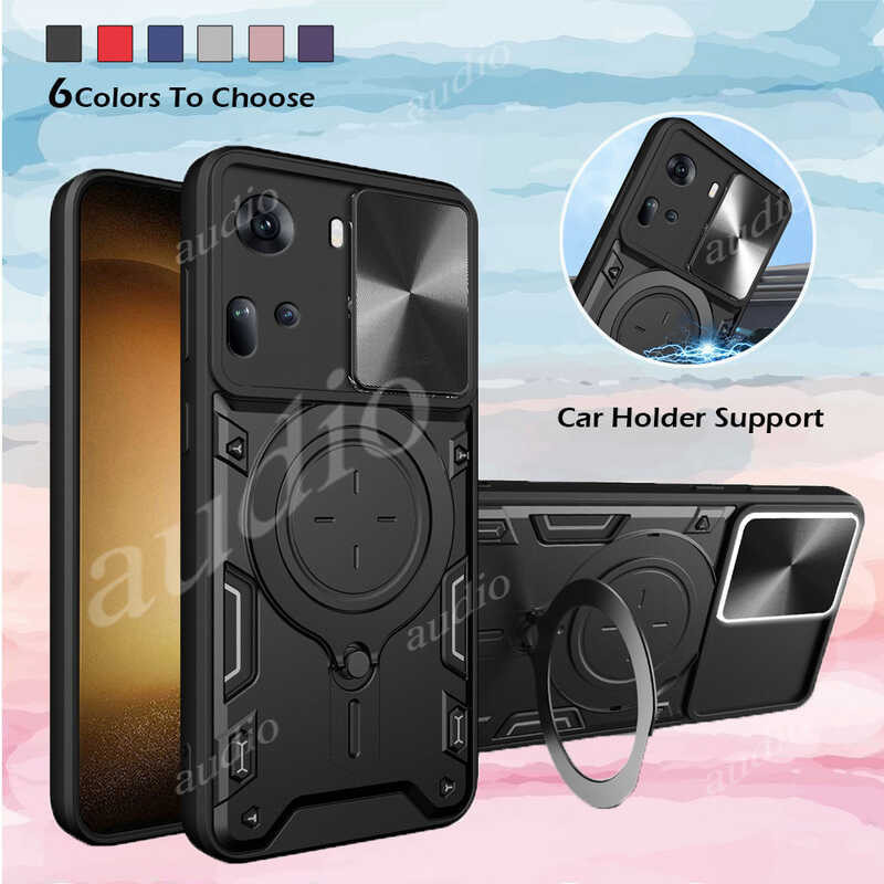 RankOne Custodia Per OPPO Reno 8T (4G) - Cover Armor Con Anello E Protezione Fotocamera Scorrevole - Oro