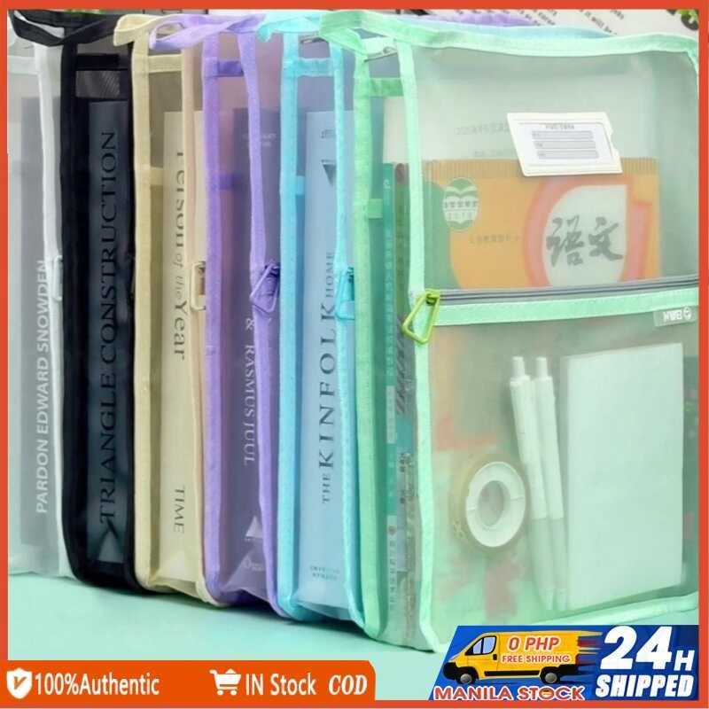 Nylon Mesh Bag Large Capacity File Folder Studen Book Storage Case ...