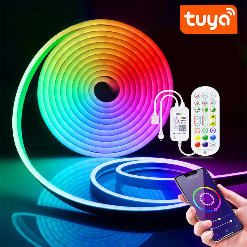 5V USB RGB Neon LED Strip 1/2/3/4/5M Tuya Wifi Neon RGB Strip Smart ...