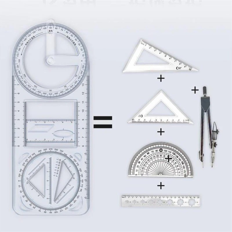 Multifunctional Geometric Ruler - Drawing Tools Plastic Ruler Set ...
