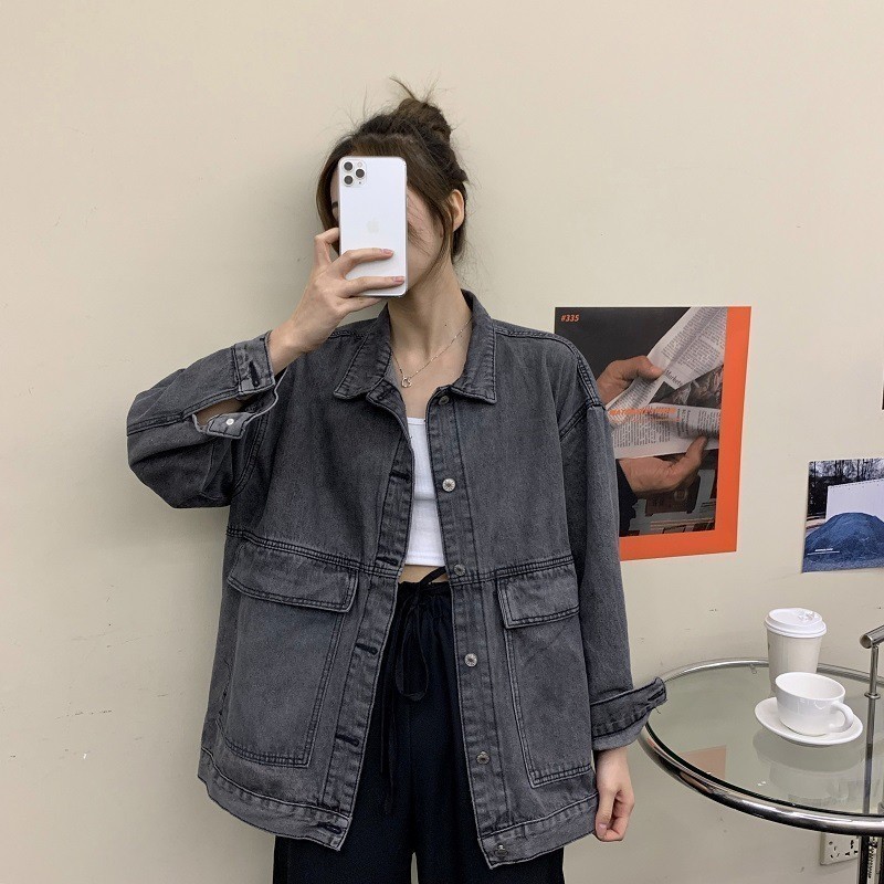 2024 New Arrive Korean Loose Denim Jacket BF Joker Long Sleeve Coat ...
