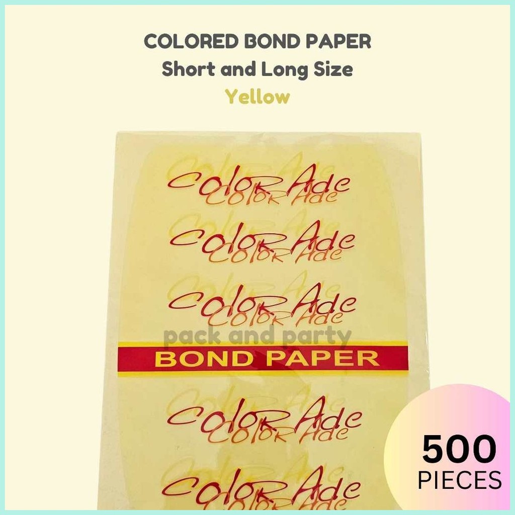 ALL COLORS AVAILABLE Color Ade Colored Bond Paper Papers | 500 sheets ...