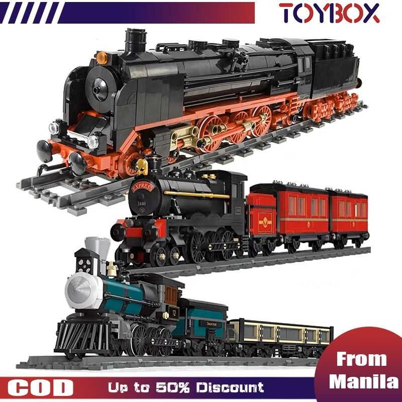 Lego Play Trains Sets Locomotive Parent-Child Games Steam Cargo Cars ...