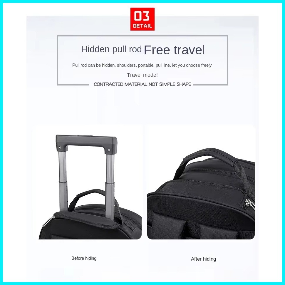 Rolling Backpack Waterproof Large Capacity Travel Backpack With Wheels ...