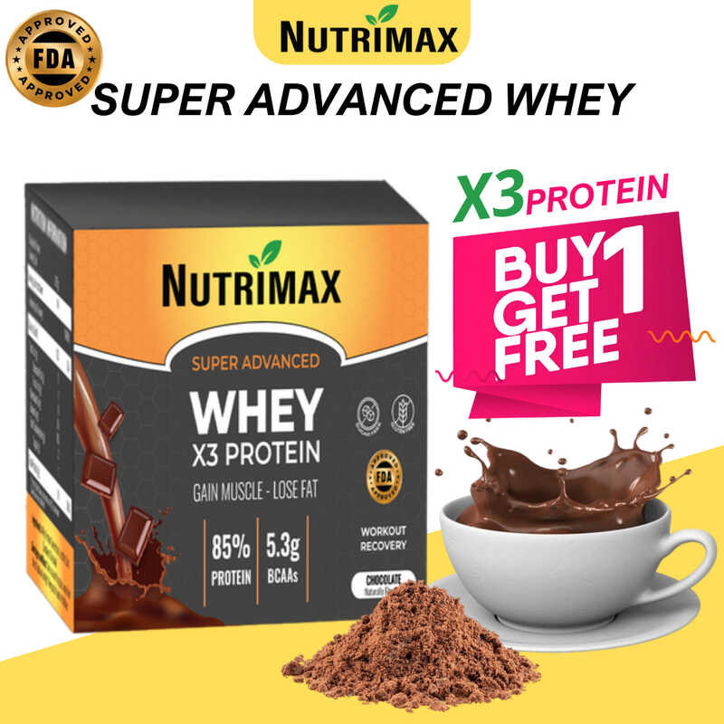 Nutrimax Super Advanced x3 100 Whey Protein Powder muscle gain fat loss ...