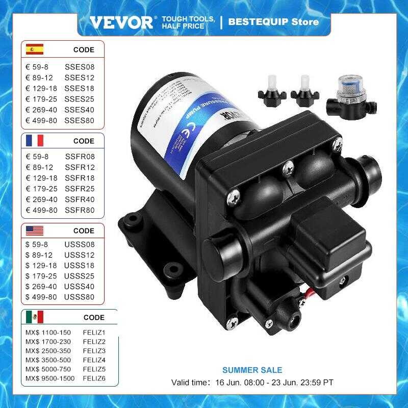 VEVOR 3 4 GPM Fresh 12V Self Priming Sprayer RV Water W/ Pressure