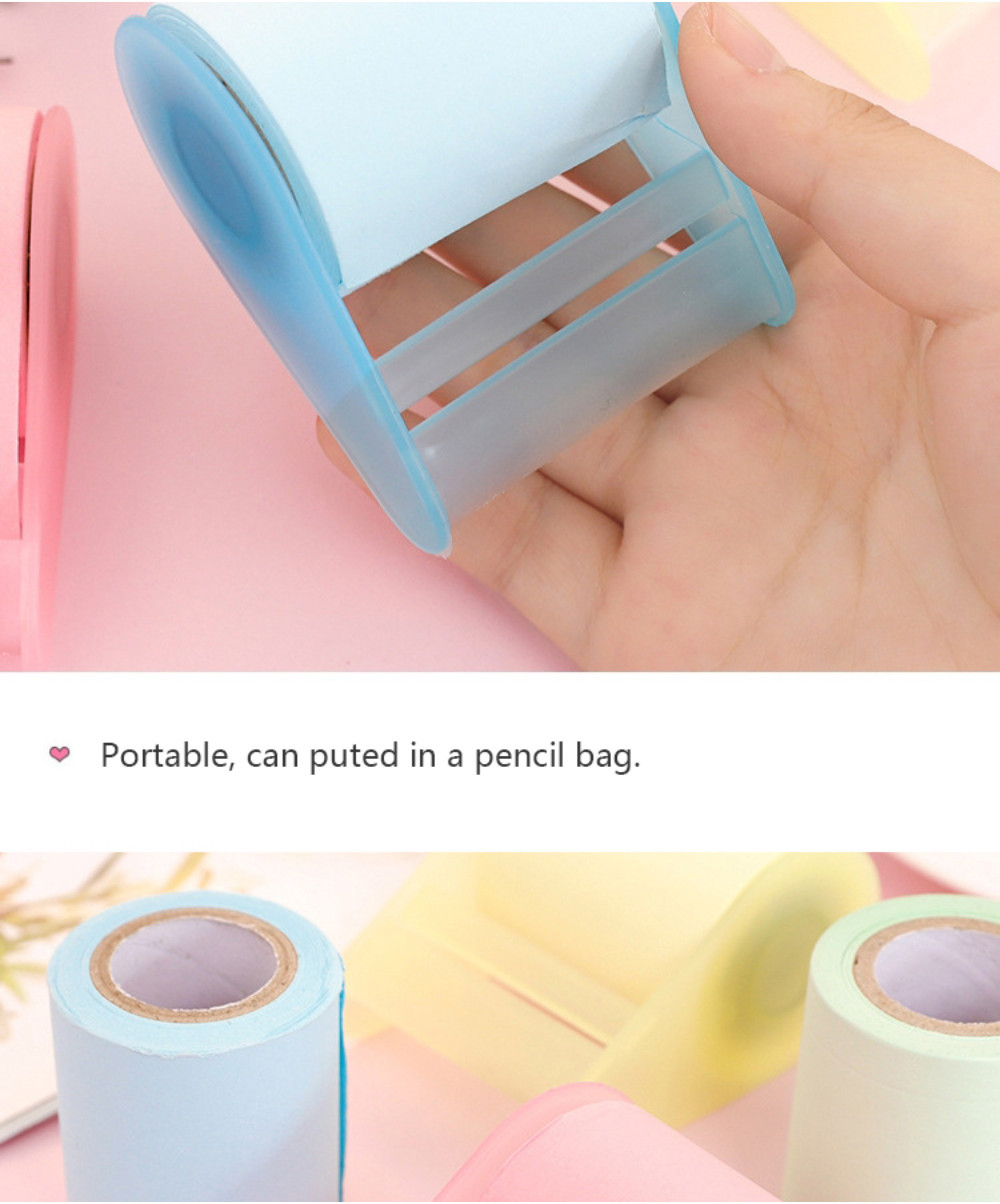 Kawaii Roller Memo Pad Sticky Note Set Refillable Adhesive Paper 8m ...