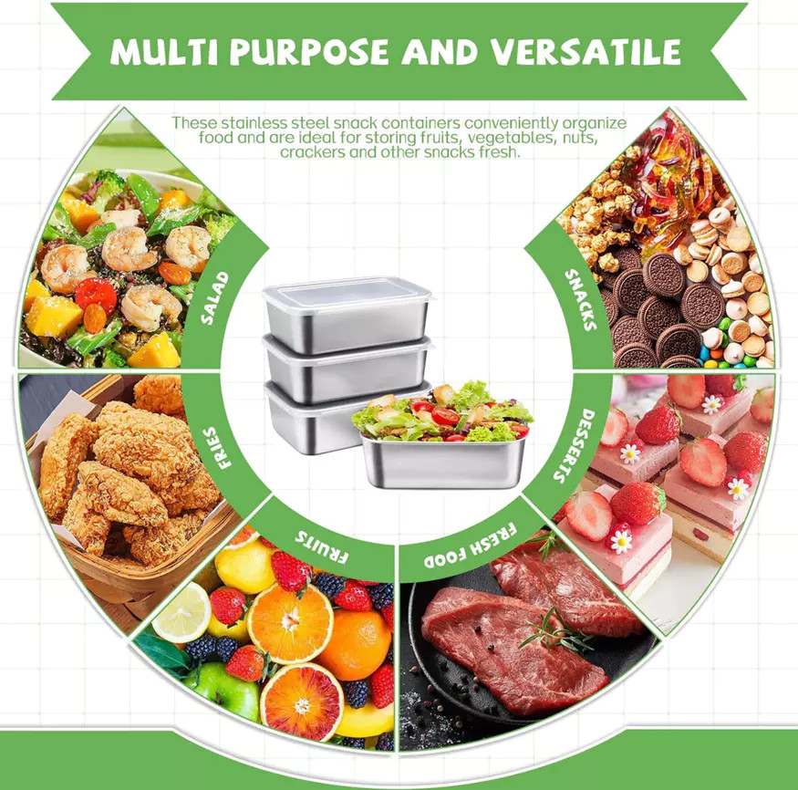 Fresh Keeping Box Food Storage Container with Lid 304 Stainless Steel ...