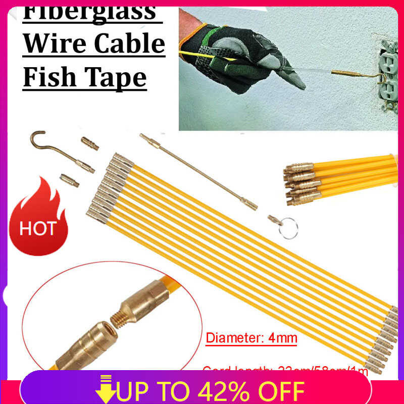 10Pcs 45CM/33CM Fiberglass Wire Cable Push Puller Running Fish Pulg Kit