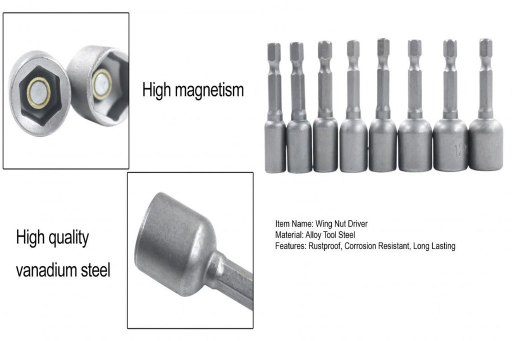 Cr v steel wing nut tool power wing nut driver set premium wing nut