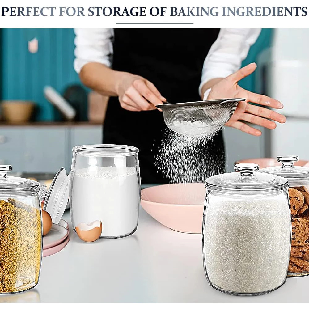 Wide Mouth Glass Jars with Lids for Kitchen Storage Clear Glass ...