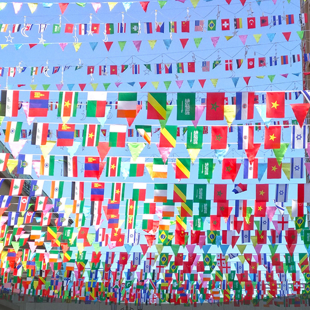30 Meters World Flags String Bunting Banners 100-Country Flags ...