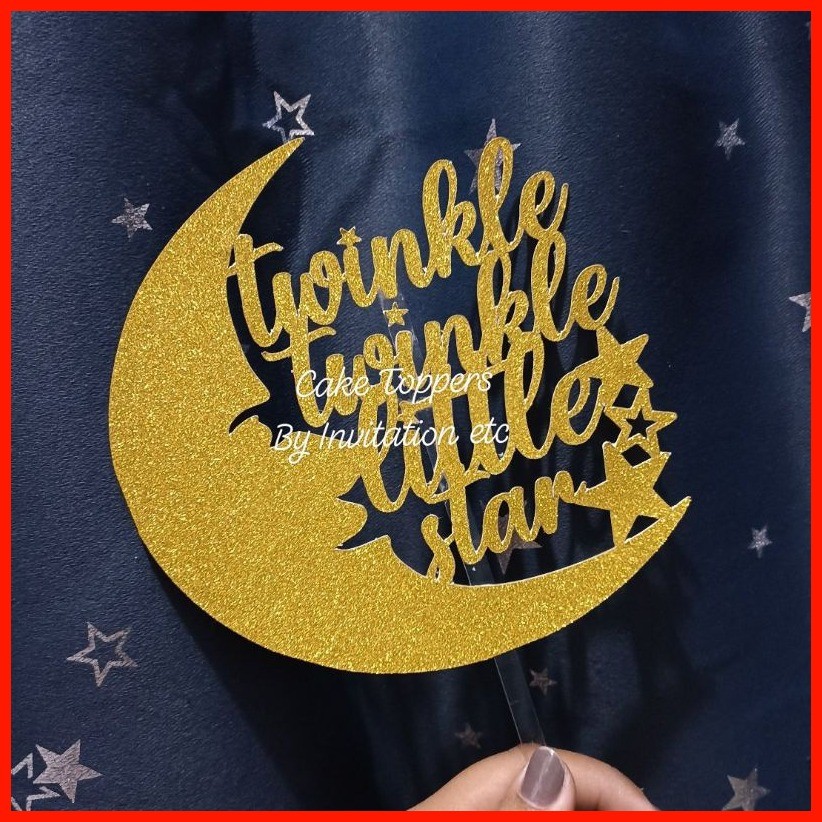 twinkle twinkle little star Moon Baby shower Gender Reveal Cake Topper ...