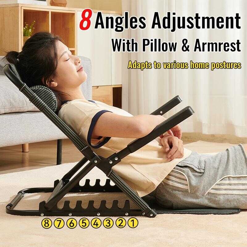 8 Positions Backrest Bed Chair Adjusted Folding Recliner Portable Sit ...