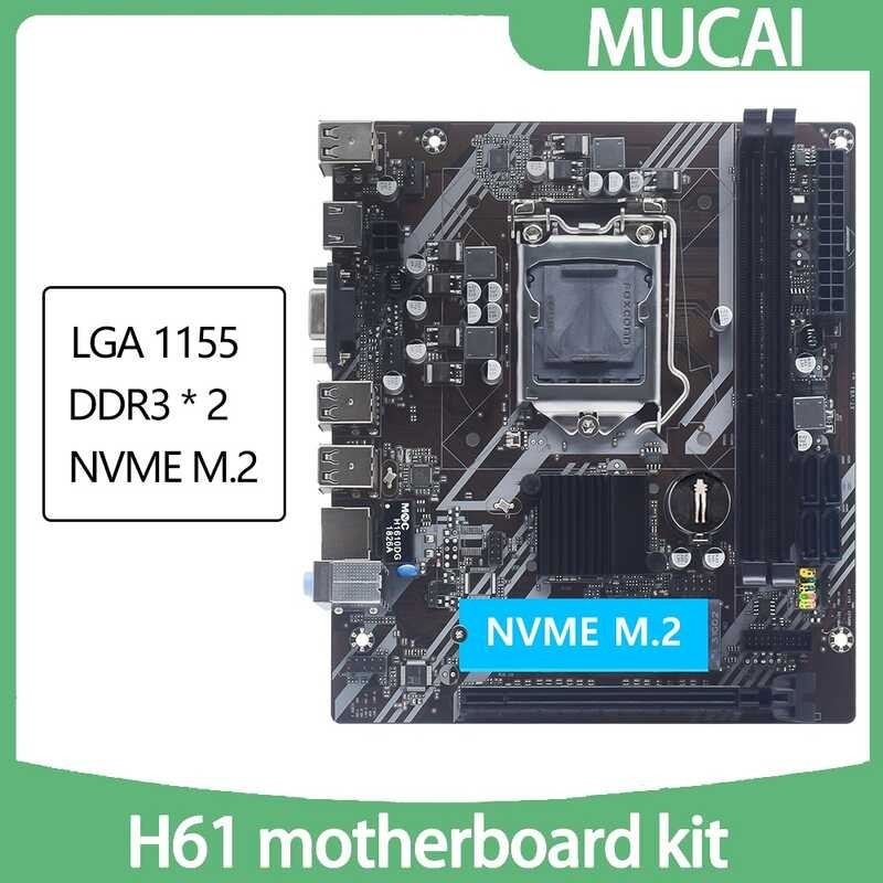 MUCAI H61 Motherboard LGA 1155 Kit Compatible With Intel Core CPUs 2nd