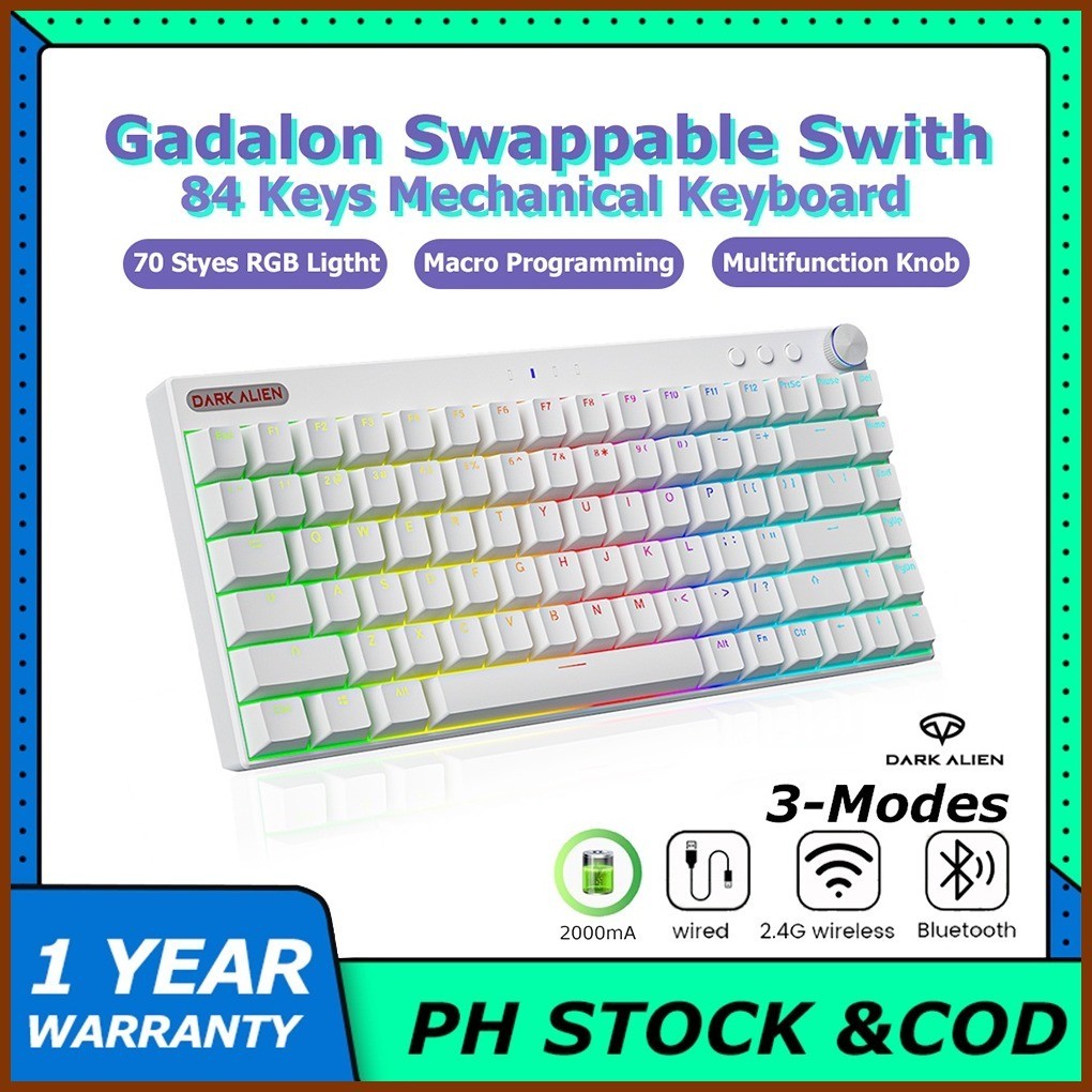 ☪ ⏚ 【PH STOCK】 DARK ALIEN K84 84Keys Gaming Mechanical Keyboard Backlit ...